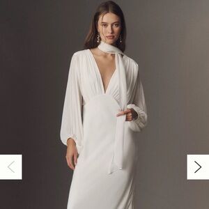 Shona Joy Lira Balloon-Sleeve Plunge V-Neck Maxi Dress